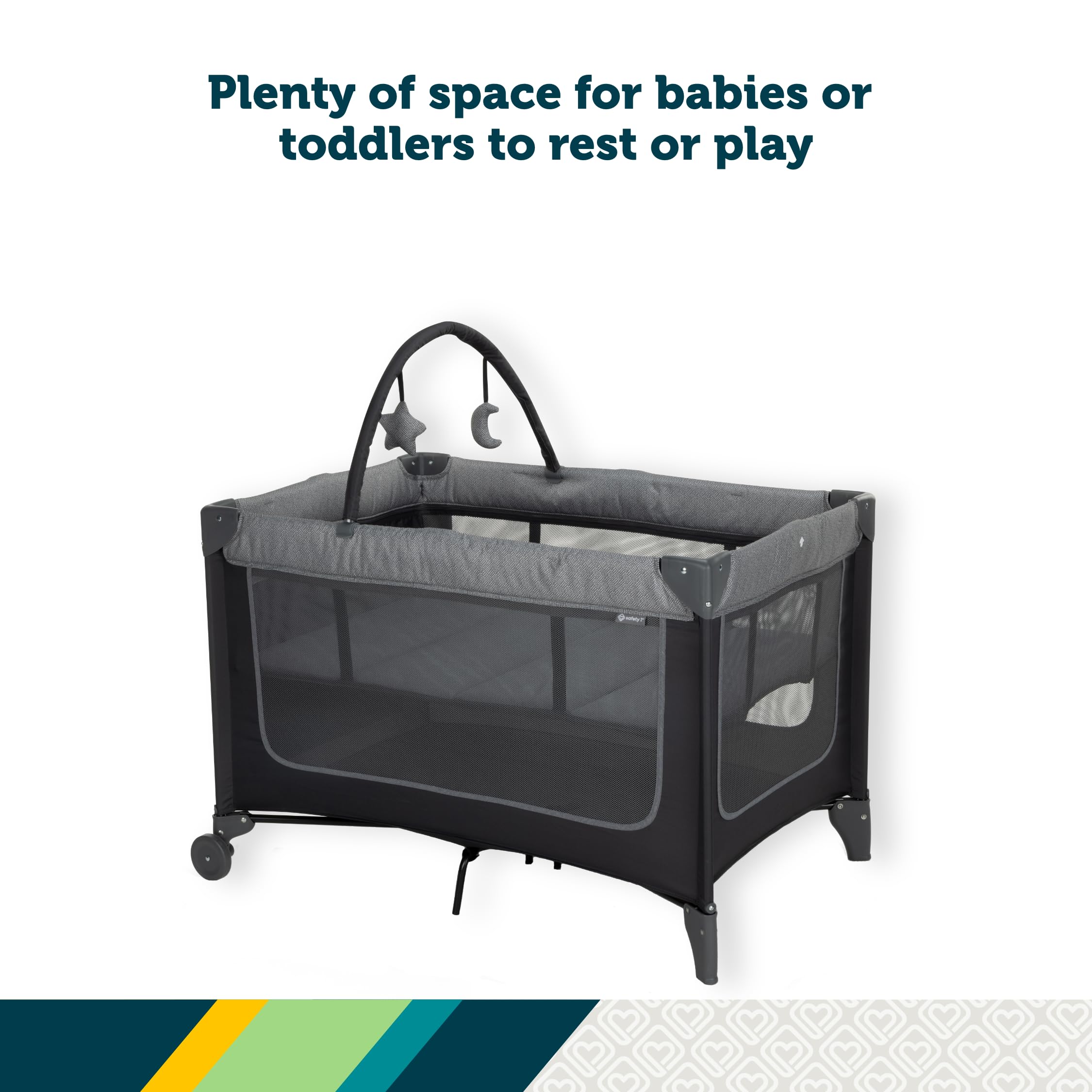 Safety 1st Basic 2-in-1 Play Yard with Bassinet, Gray - Image 3