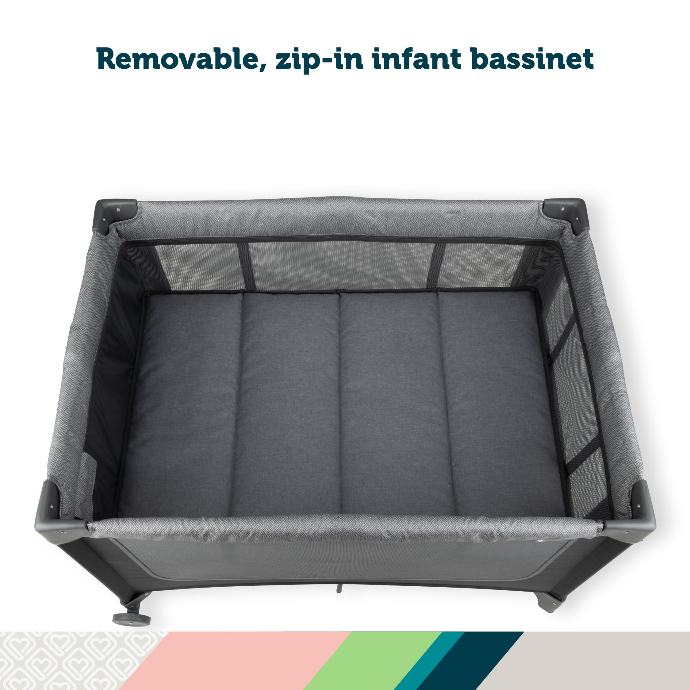 Safety 1st Basic 2-in-1 Play Yard with Bassinet, Gray - Image 4