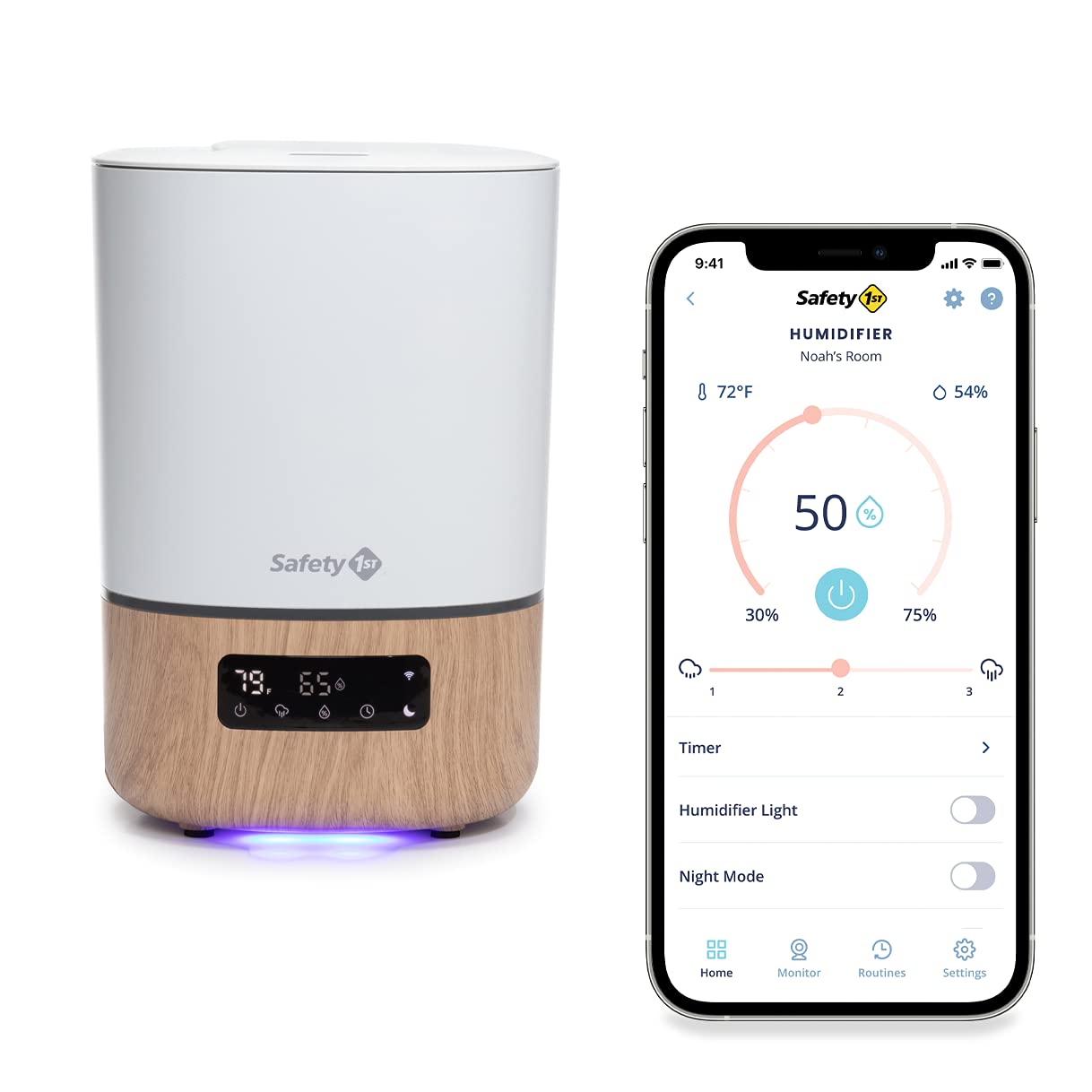 Safety 1st Connected Smart Humidifier — 1 Gallon (3.8L) Tank Size, Cool Mist Humidifier with Hygrometer and Nightlight, and Whisper Quiet for Baby Bedroom, Nursery, iOS and Android Compatible - Image 11