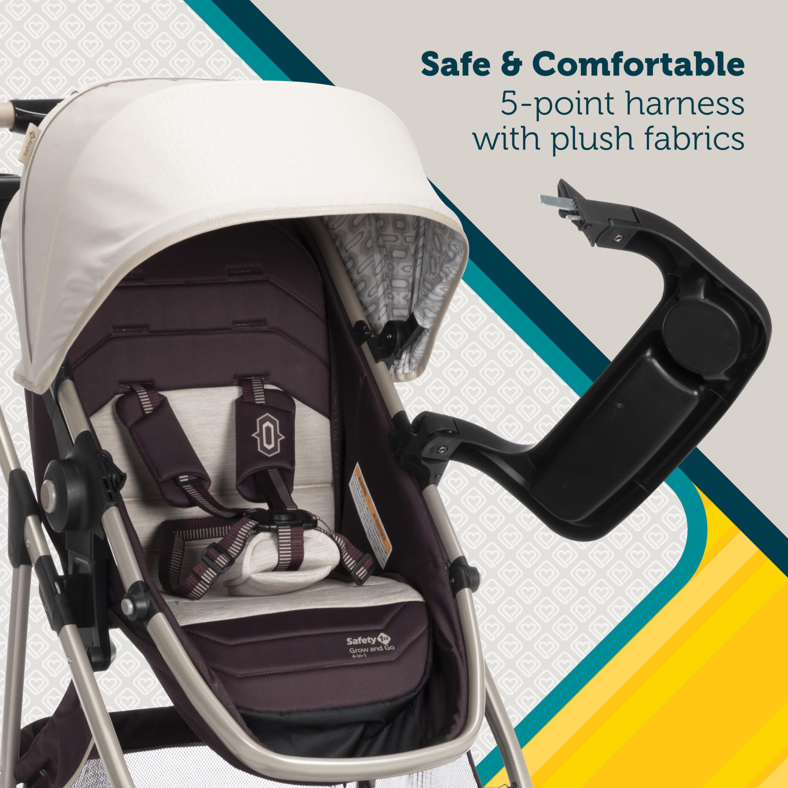 Safety 1st Deluxe Grow and Go Travel System Stroller and Car Seat Combo, 8-in-1 Travel System, Weight Capacity 4-30 lbs, Dunes Edge - Image 3