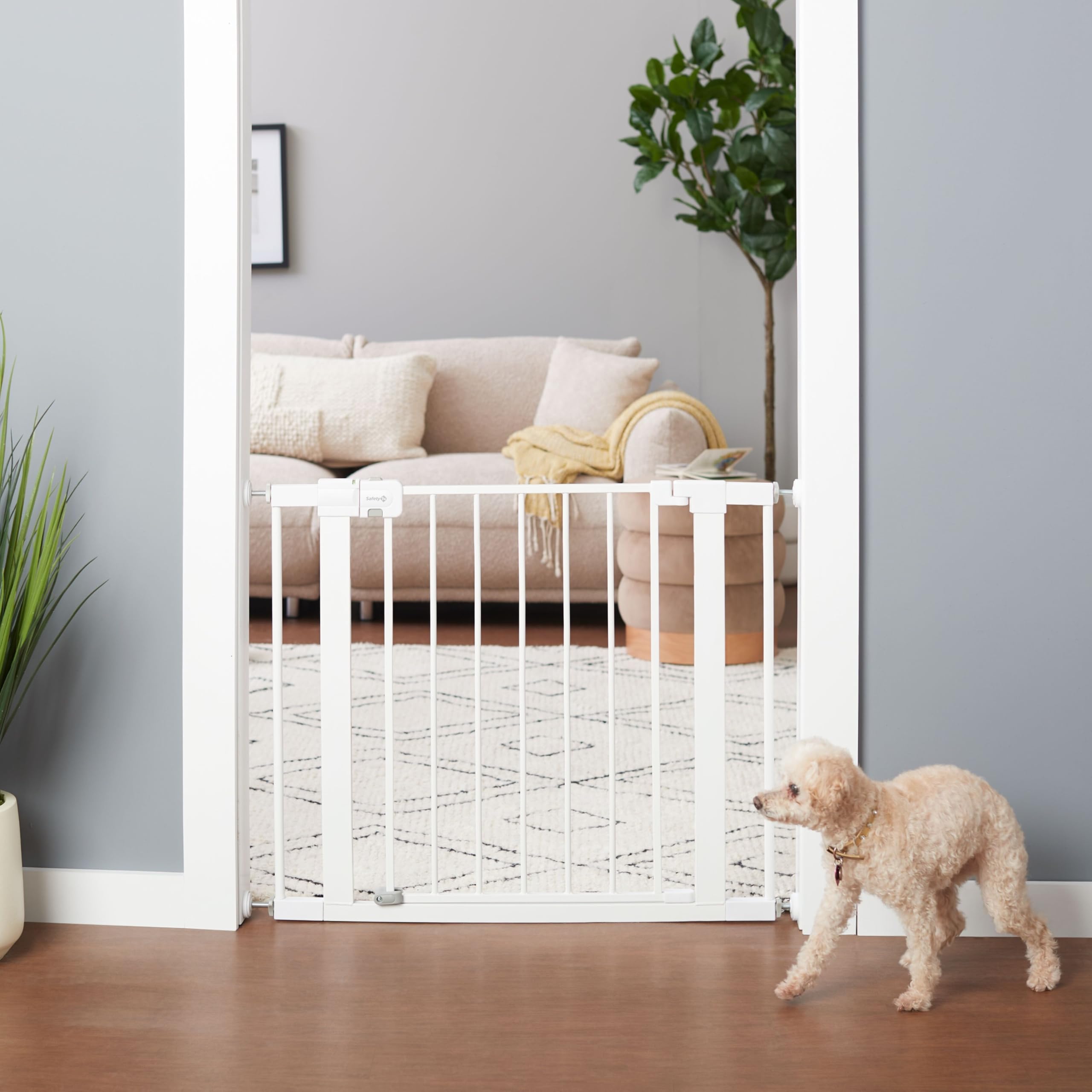 Safety 1st Easy Install Walk Thru Baby Gate for Doorway With Door, Dog Gates, Fits 29"-38", Easy Install 28" Tall, White - Image 8