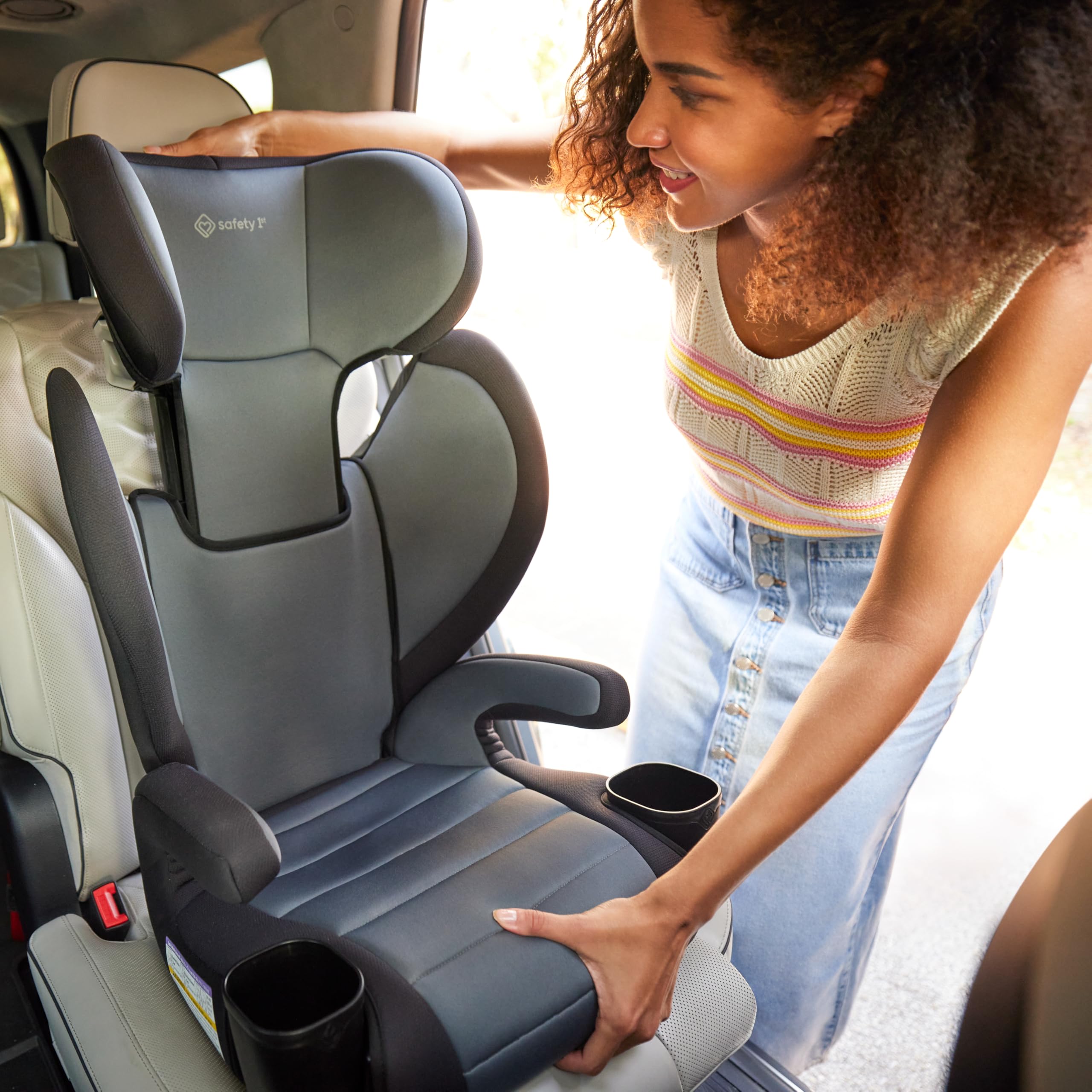 Safety 1st Grow and Go 2-in-1 Booster Car Seat with ComfortWings, Converts High-Back to Backless, 19" Wide, Fits 3 Across, Lightweight, Foldable, Easy-Clean, Cup Holders, 40-100 lbs, Sea Serpent - Image 12