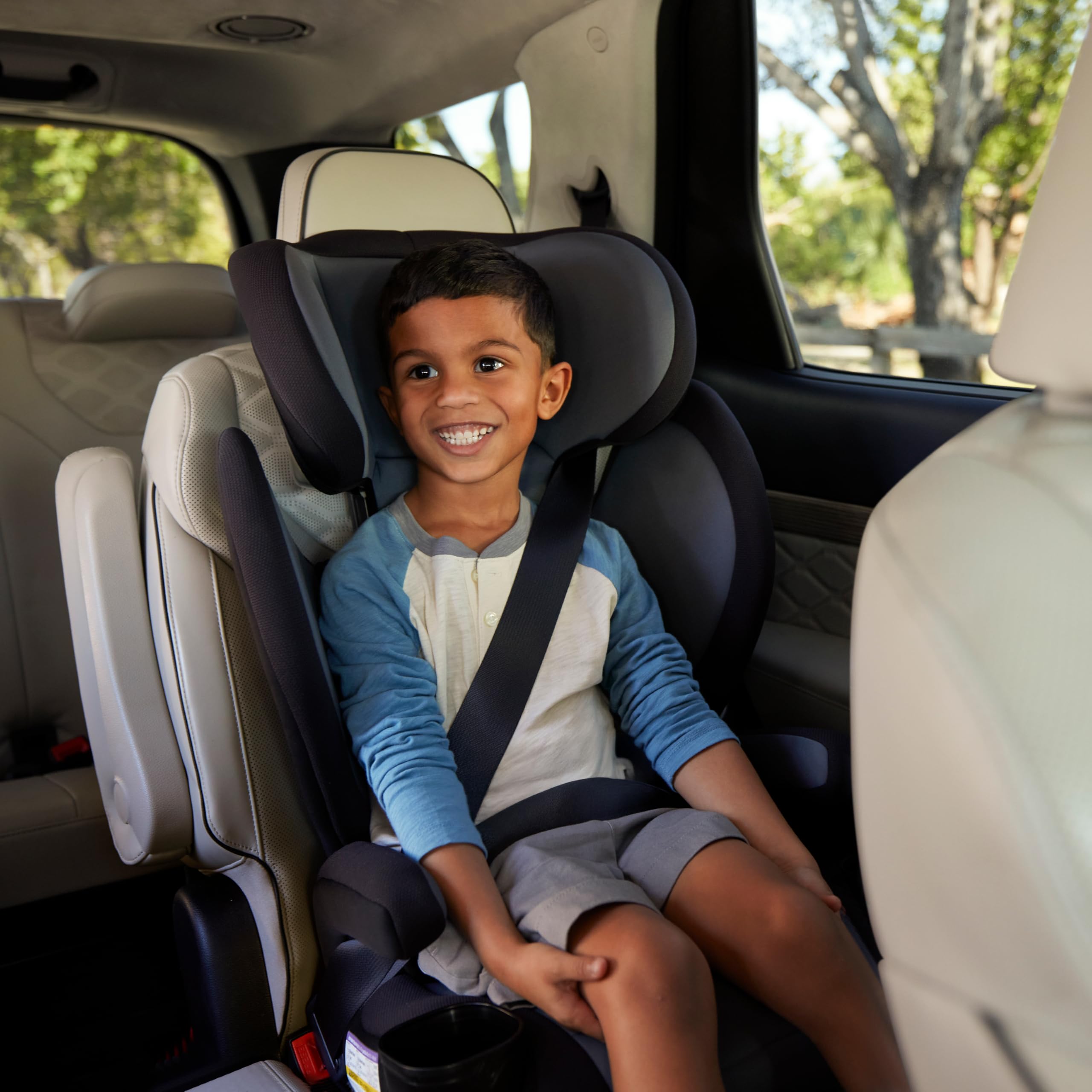 Safety 1st Grow and Go 2-in-1 Booster Car Seat with ComfortWings, Converts High-Back to Backless, 19" Wide, Fits 3 Across, Lightweight, Foldable, Easy-Clean, Cup Holders, 40-100 lbs, Sea Serpent - Image 14