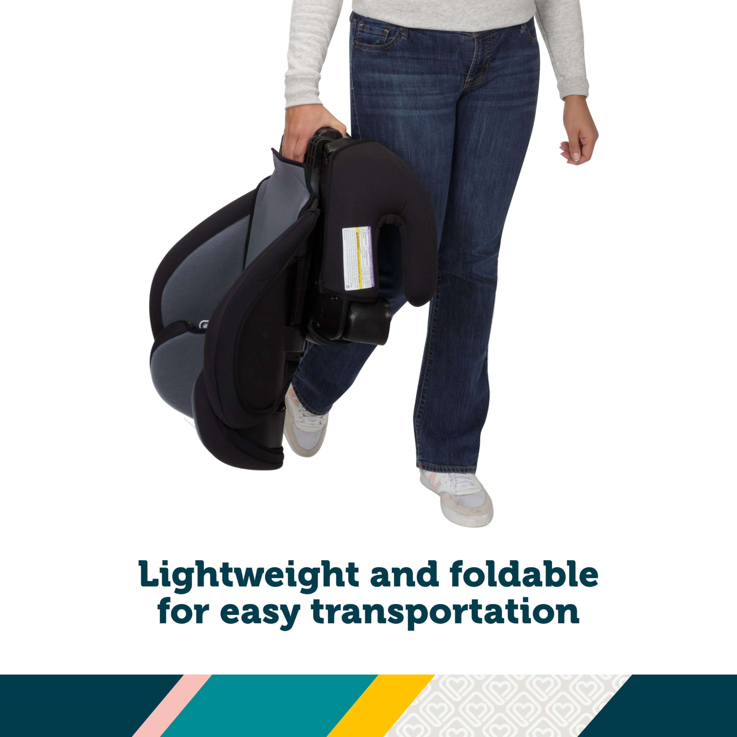 Safety 1st Grow and Go 2-in-1 Booster Car Seat with ComfortWings, Converts High-Back to Backless, 19" Wide, Fits 3 Across, Lightweight, Foldable, Easy-Clean, Cup Holders, 40-100 lbs, Sea Serpent - Image 7