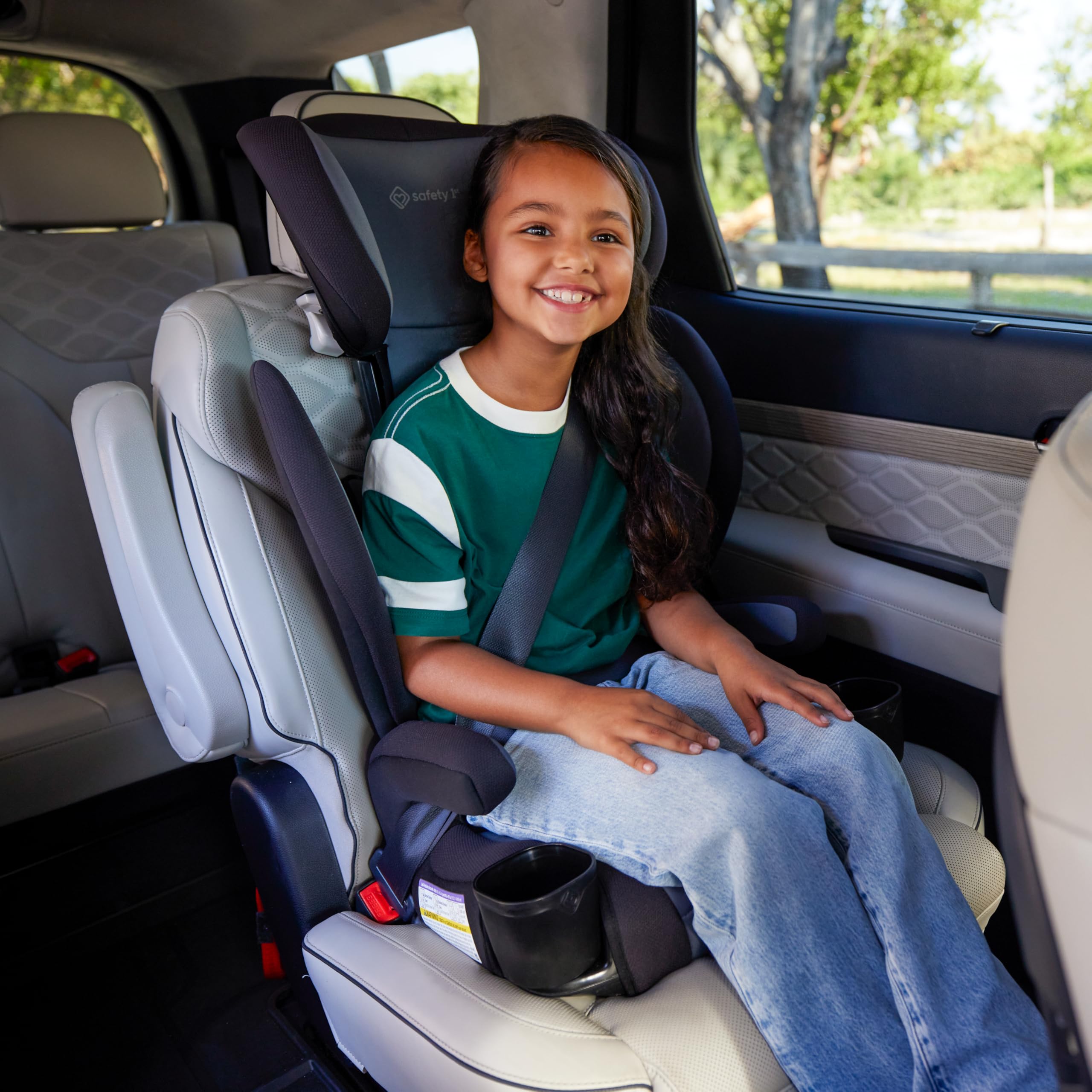 Safety 1st Grow and Go 2-in-1 Booster Car Seat with ComfortWings, Converts High-Back to Backless, 19" Wide, Fits 3 Across, Lightweight, Foldable, Easy-Clean, Cup Holders, 40-100 lbs, Sea Serpent - Image 9