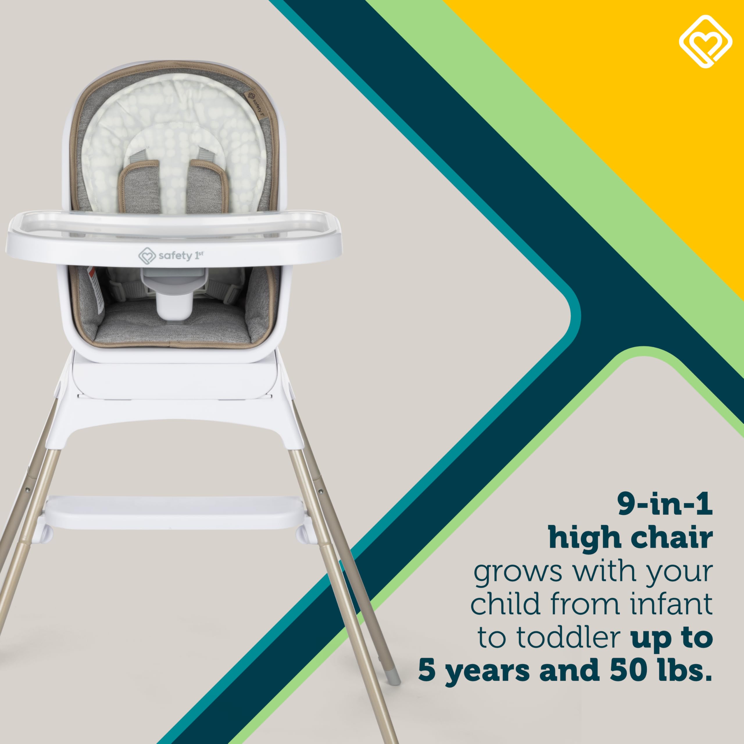 Safety 1st Grow and Go Essential Rotating High Chair, French Grey - Image 4