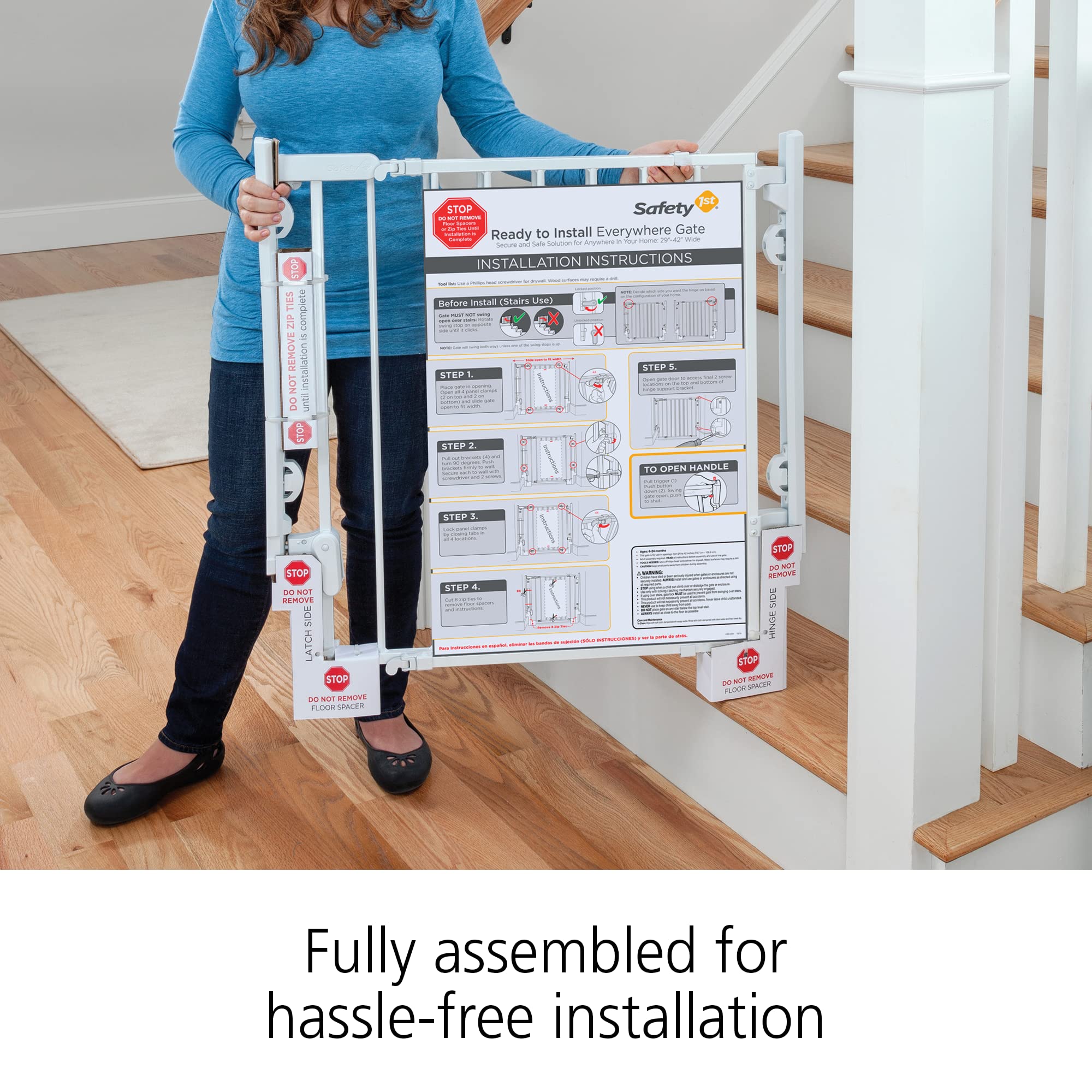 Safety 1st Ready To Install Everywhere Baby Gate, Multi-use Baby Gate with Door for Doorways, Hallways and Stairs, White - Image 7