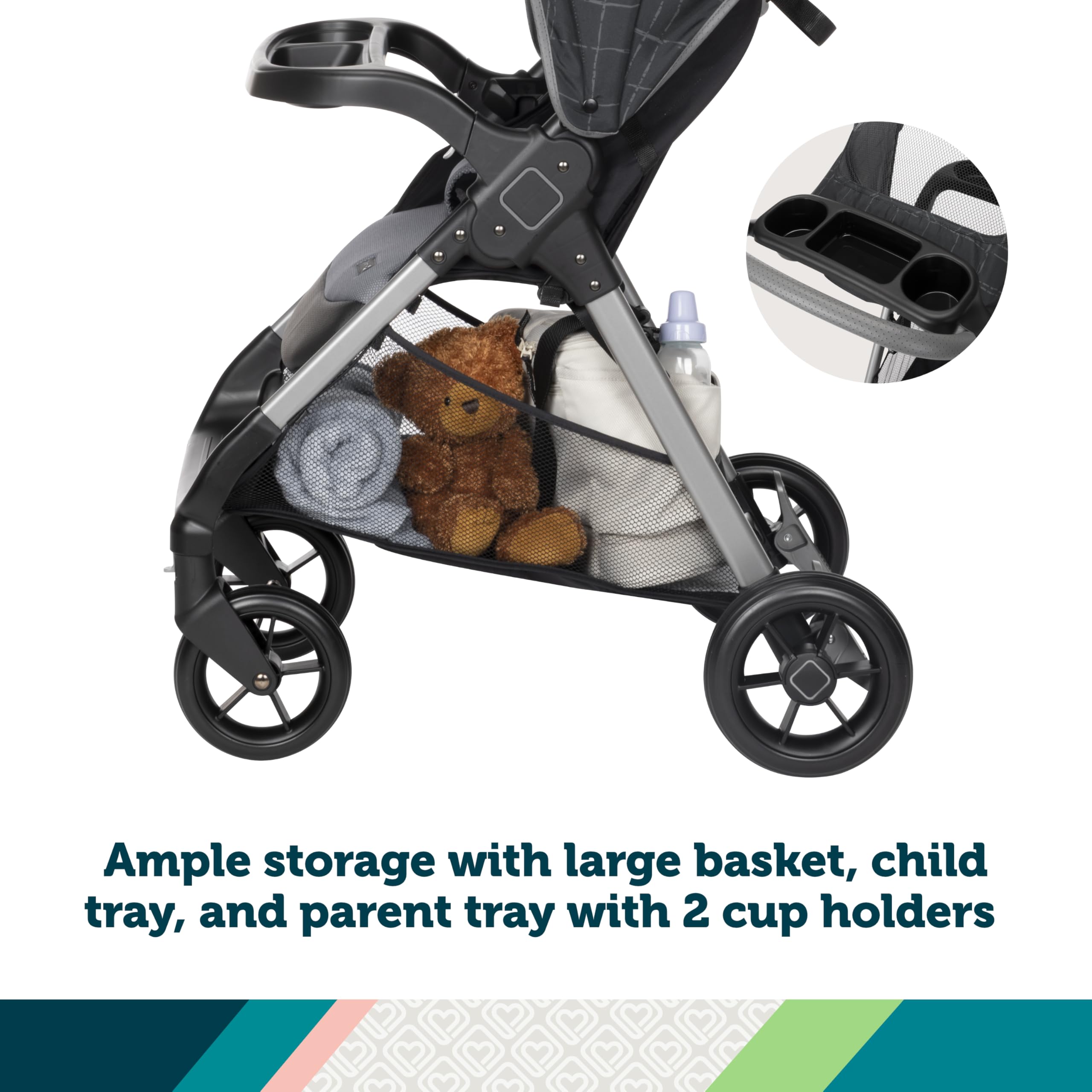 Safety 1st Smooth Ride QCM Travel System, Fast, 1-Hand Lift to fold, High Street - Image 3
